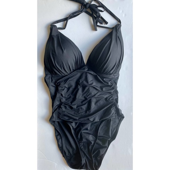 La Blanca Island Goddess V-Neck Halter One Piece - Picture 3 of 6